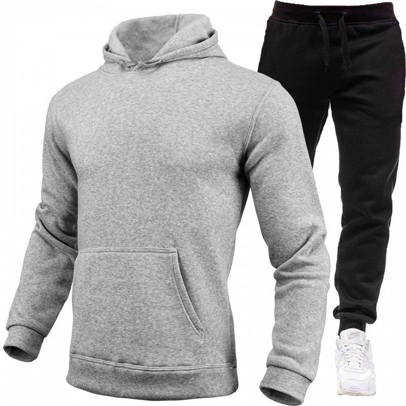 2024 Fall/Winter Men'S And Women'S Leisure European Code Blank Solid Color Suit Fleece Loose Sweatpants Two-Piece Set - Image 5