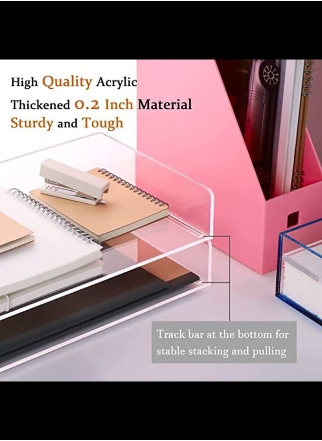 SMARTPOINTS Paper Organizer Tray, Clear Acrylic Desk Organizers and Accessories, Stackable Classroom File Storage, Letter Size Workspace Office Organization- L12.4 x W8.8 x H2.6 Inch x 2 Pack 2 Tier  - Image 5