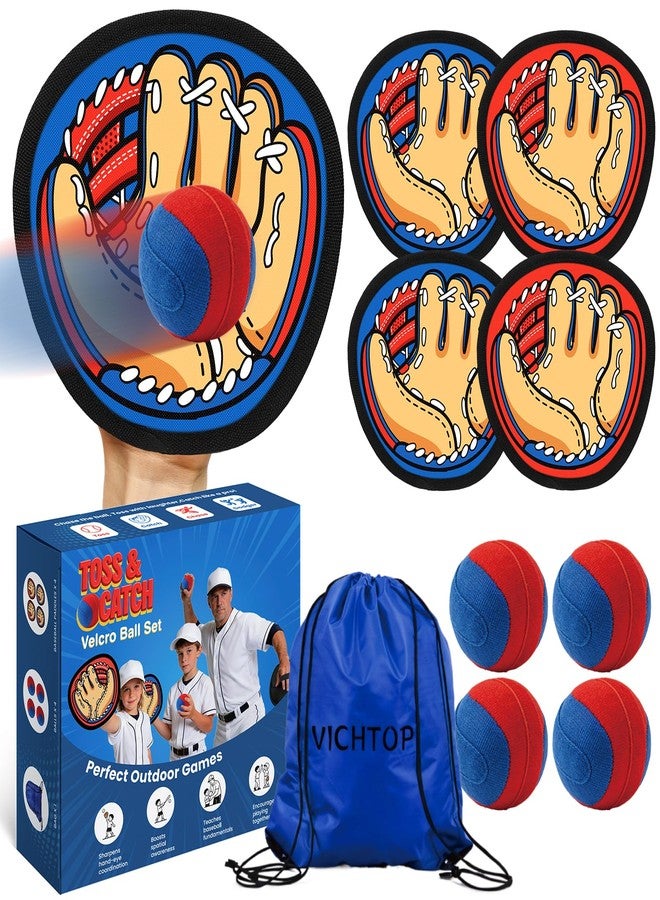 VICHTOP Toss and Catch Ball Game Set for Kids - Easy to Use Sticky Balls& Beginner Baseball Glove, Outdoor Games Toy for Family Beach Yard Pool Camping, Fun Gifts for Boys& Girls Ages 3 4 5 6 7 8-12 Years Old - Image 1