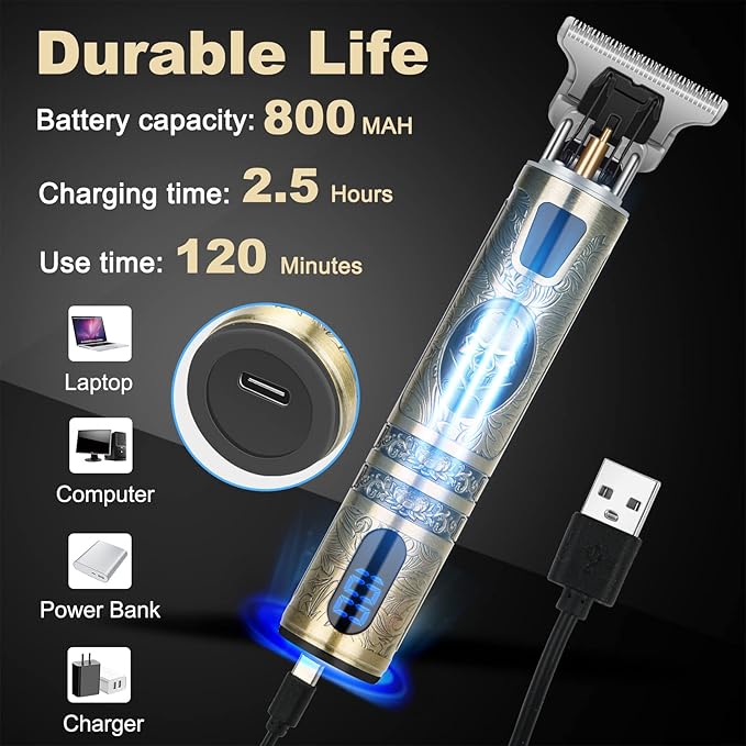 AURUZA Hair Clippers for Men Rechargeable Beard Trimmer with 4 Limit Combs Grooming Kit for Barbers Haircut USB TypeC Charging Professional Shaver Gifts - Image 3