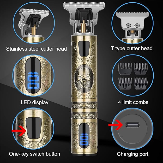 AURUZA Hair Clippers for Men Rechargeable Beard Trimmer with 4 Limit Combs Grooming Kit for Barbers Haircut USB TypeC Charging Professional Shaver Gifts - Image 5