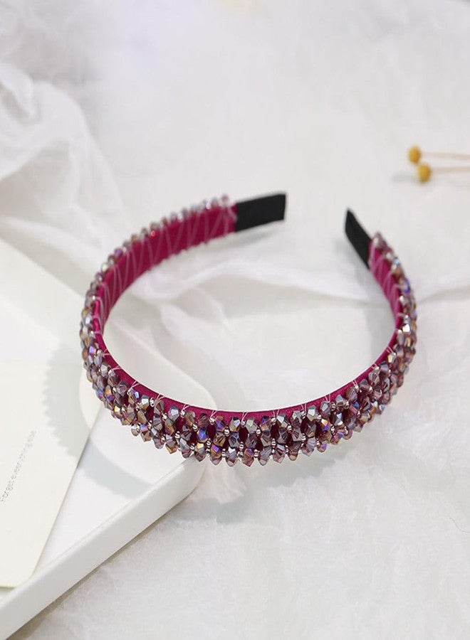 Ruihfas Fashion Sparkle 4 Rows Crystal Rhinestone Headbands Beaded Hair Hoop Band (Purple) - Image 2