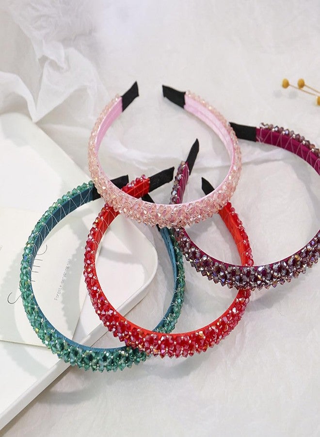 Ruihfas Fashion Sparkle 4 Rows Crystal Rhinestone Headbands Beaded Hair Hoop Band (Purple) - Image 5