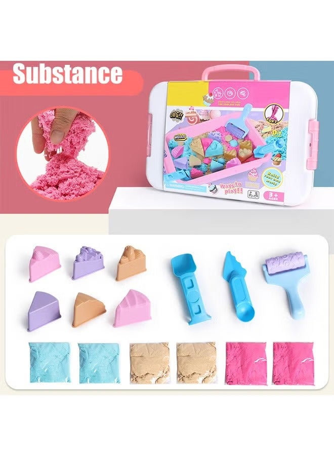 HaHaHai Kids Magic Sand Art Kit, Sand Playing Toy Set, Beach Play Set Sand Toys,Play Sand Art Kit ,Mold Tools, Inflatable Tray, Storage Box with Toy Shovel Tools, Portable Storage Box, Sandbox Sand Kit Beach Toys for Girls Boys - Image 4