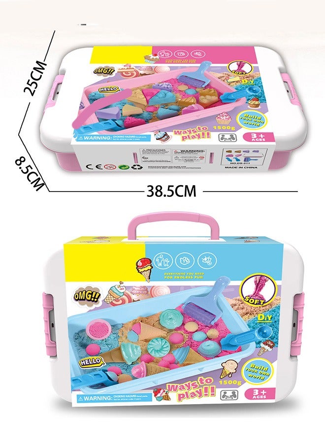 HaHaHai Kids Magic Sand Art Kit, Sand Playing Toy Set, Beach Play Set Sand Toys,Play Sand Art Kit ,Mold Tools, Inflatable Tray, Storage Box with Toy Shovel Tools, Portable Storage Box, Sandbox Sand Kit Beach Toys for Girls Boys - Image 2