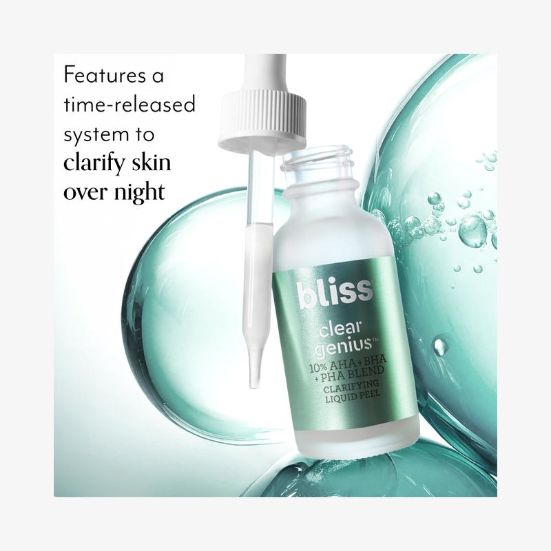 Bliss Clear Genius Clarifying Overnight Liquid Peel - 1 Fl Oz - Clear Pores & Exfoliate Skin - Non-Irritating - Clean - Vegan & Cruelty-Free - Image 3