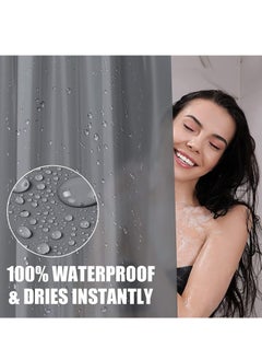 GUDOO Shower Curtain Waterproof Shower Curtain for Bathroom Moisture Proof PEVA Bathroom Curtains with 12 Hooks for Home Hotel Bathtub Shower Stall Grey  - Image 4