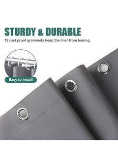 GUDOO Shower Curtain Waterproof Shower Curtain for Bathroom Moisture Proof PEVA Bathroom Curtains with 12 Hooks for Home Hotel Bathtub Shower Stall Grey  - Image 5