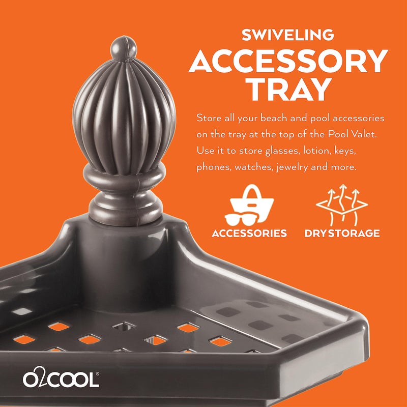 O2COOL Pool & Spa Valet, Adjustable Pool & Patio Towel Holder with Weighted Base, Outdoor Towel Bar, Poolside Table, Bronze - Image 3