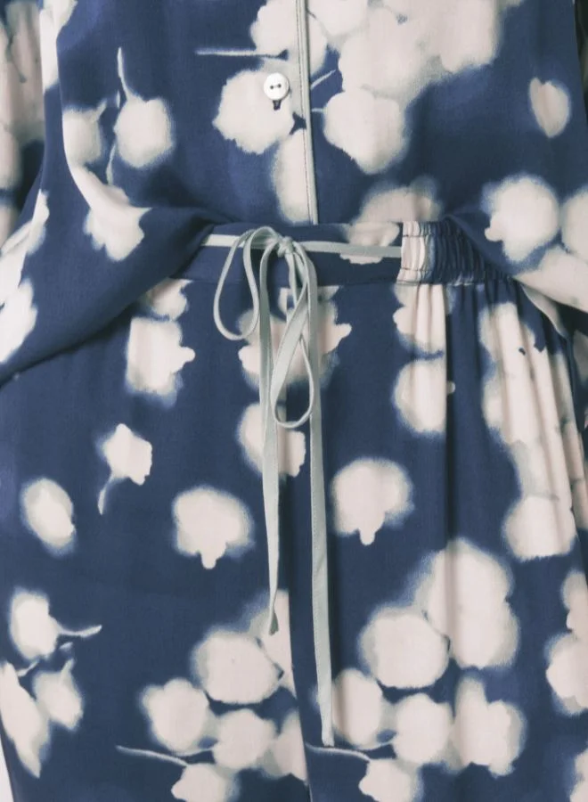 women'secret Long Blue Floral Viscose Classic Pyjamas
