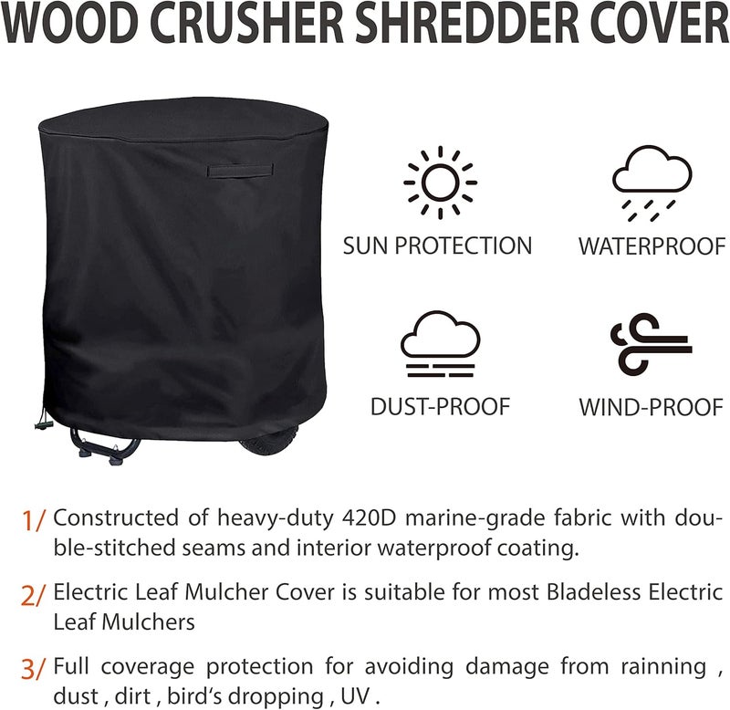 Aaaspark Waterproof Heavy-Duty Wood Chipper Shredder Mulcher Cover for Wood Chipper Shredder Mulcher and Leaf Mulcher(33"x45"),Black - Image 5