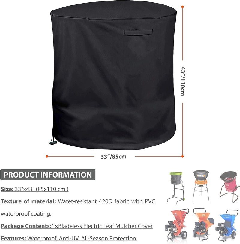 Aaaspark Waterproof Heavy-Duty Wood Chipper Shredder Mulcher Cover for Wood Chipper Shredder Mulcher and Leaf Mulcher(33"x45"),Black - Image 2