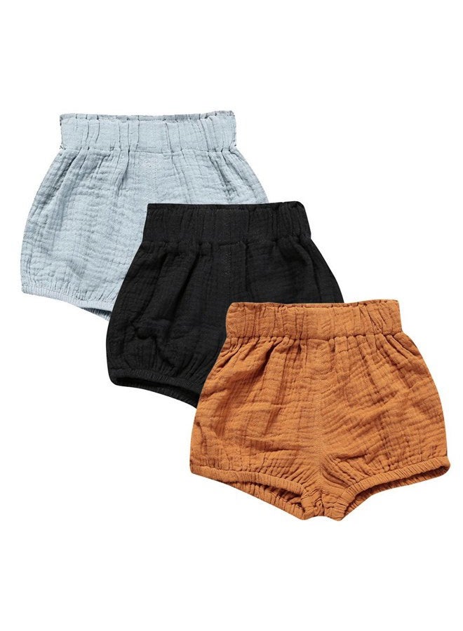 MYGBCPJS Baby Girls Boys 3 Pack Cotton Linen Blend Cute Bloomer Shorts Loose Harem Shorts, As Picture2, 3-4 Years - Image 1