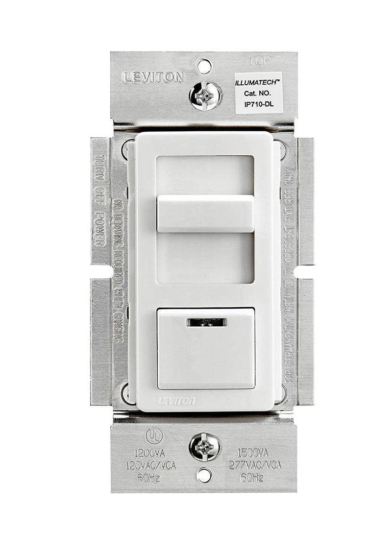 Leviton IllumaTech Dimmer Switch for 0-10V LED, Mark 7 Florescent Ballasts, wth LED Locator Light, IP710-DLZ, White with Ivory and Light Almond Faceplates - Image 2