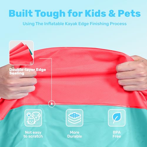 SLOOSH 120 NonSlip Splash Pad Sprinkler Outdoor Water Play Toys Backyard Fountain Mat for Toddlers Kids Dogs Thickened Sprinkler Outside Pool Party Durable for Girls Boys Pets 120in Multicolor - Image 5