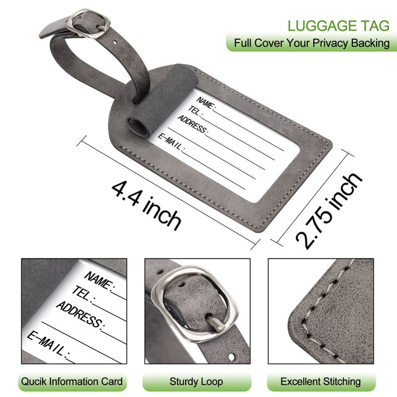 PASCACOO Passport Holder With Luggage Tag Cover Wallet RFID Blocking Leather Case Travel Essentials Accessories Travel Must Have(114#Grey) - Image 3