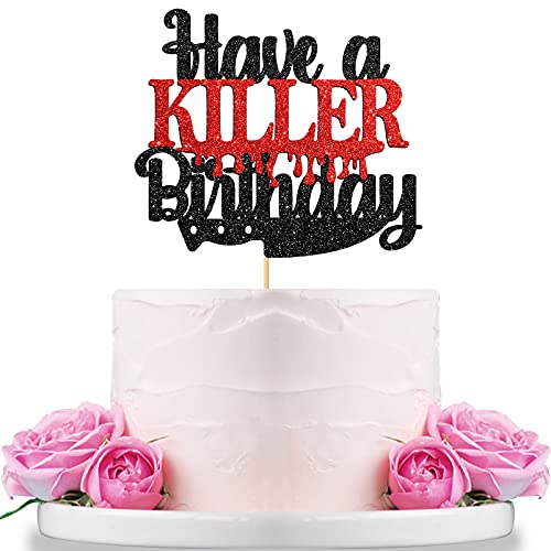 WeBenison Have a Killer Birthday Cake Topper Outdoor Horror Movie PartyBloody Cake TopperChildren Boy Man Girl Adults Birthday Horror Party Decorations Black Red - Image 1