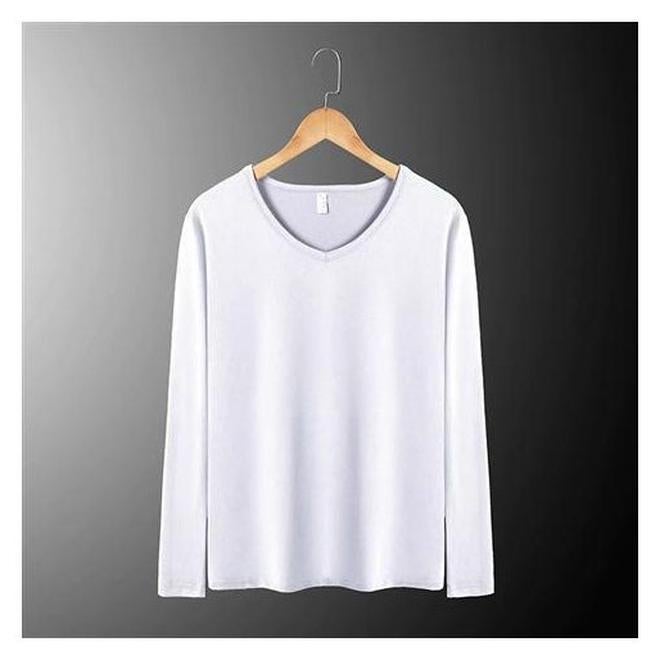 Autumn and Winter solid color fleece-lined inner wear men's round neck long sleeve t-shirt shirt trendy bottoming shirt T-shirt long sleeve wholesale - Image 1