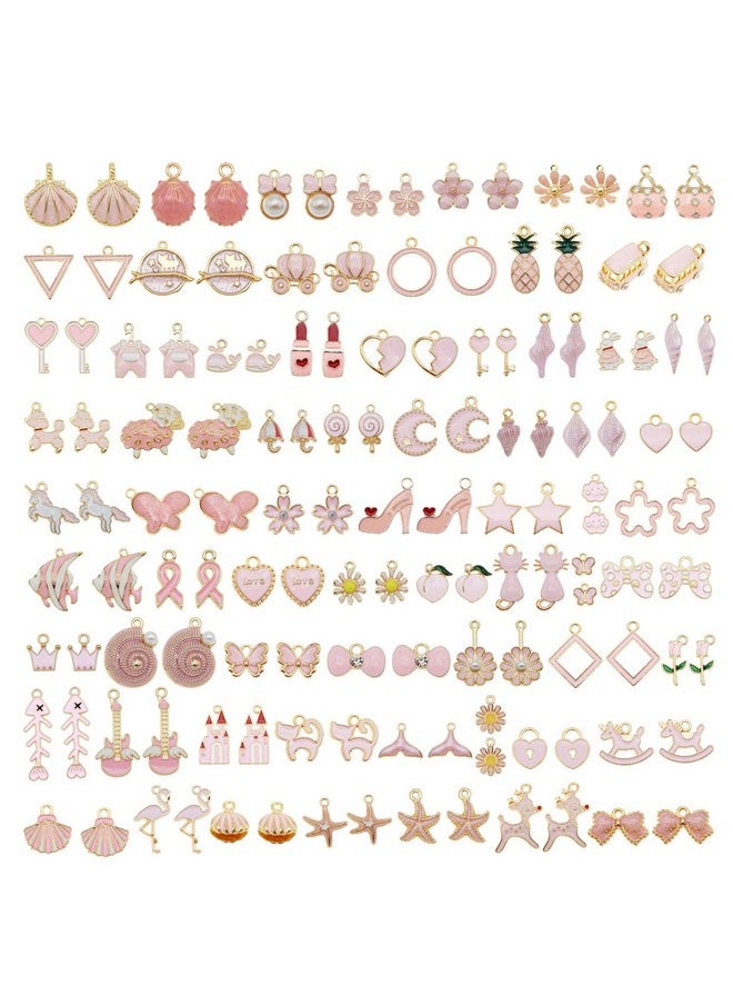 جولي وانغ 60 قطعة 30 Pairs مختلط المينا الوردي موضوع Charms المعلقات لصنع المجوهرات السائبة مجموعة قلادة أقراط سوار النتائج الحرفية  - Image 1