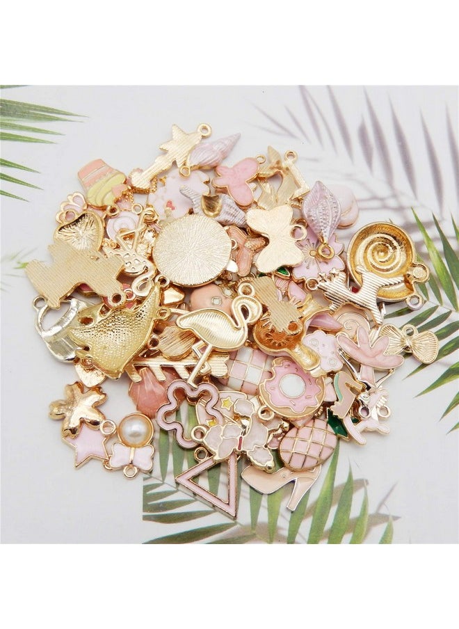 جولي وانغ 60 قطعة 30 Pairs مختلط المينا الوردي موضوع Charms المعلقات لصنع المجوهرات السائبة مجموعة قلادة أقراط سوار النتائج الحرفية  - Image 3