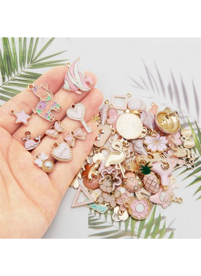 جولي وانغ 60 قطعة 30 Pairs مختلط المينا الوردي موضوع Charms المعلقات لصنع المجوهرات السائبة مجموعة قلادة أقراط سوار النتائج الحرفية  - Image 4