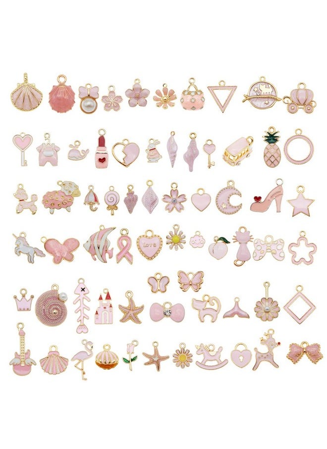جولي وانغ 60 قطعة 30 Pairs مختلط المينا الوردي موضوع Charms المعلقات لصنع المجوهرات السائبة مجموعة قلادة أقراط سوار النتائج الحرفية  - Image 2