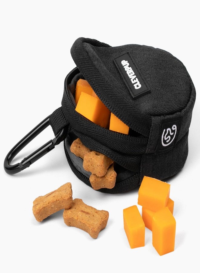 Cleverpup, Snackpack Double Insulated Dog Treat Pouch - Holds 1.5 Cups - Dog Training and Walks Snack Bag, Two Pockets for Dry or Wet Treats, Attaches to Leash, Belt, or Bag - Graphite - Image 1