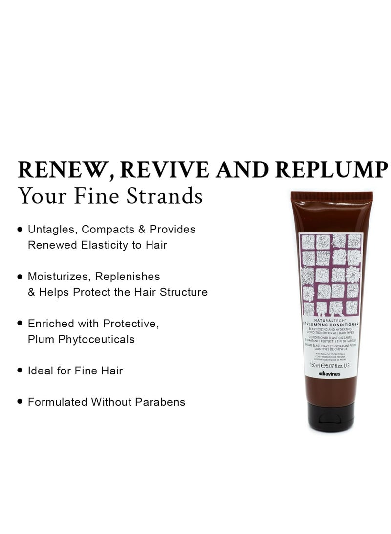 Davines Davines Naturaltech REPLUMPING Conditioner, Renew Elasticity While Replenishing, Moisturizing And Detangling, 5.07 fl. oz. - Image 3