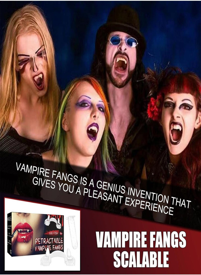 GGOOT - Halloween Retractable Vampire Fangs - Vampire Fake Teeth Braces Kit for Dentures Costume,Party Favors Masquerade Accessories Gift for Friends - Image 1