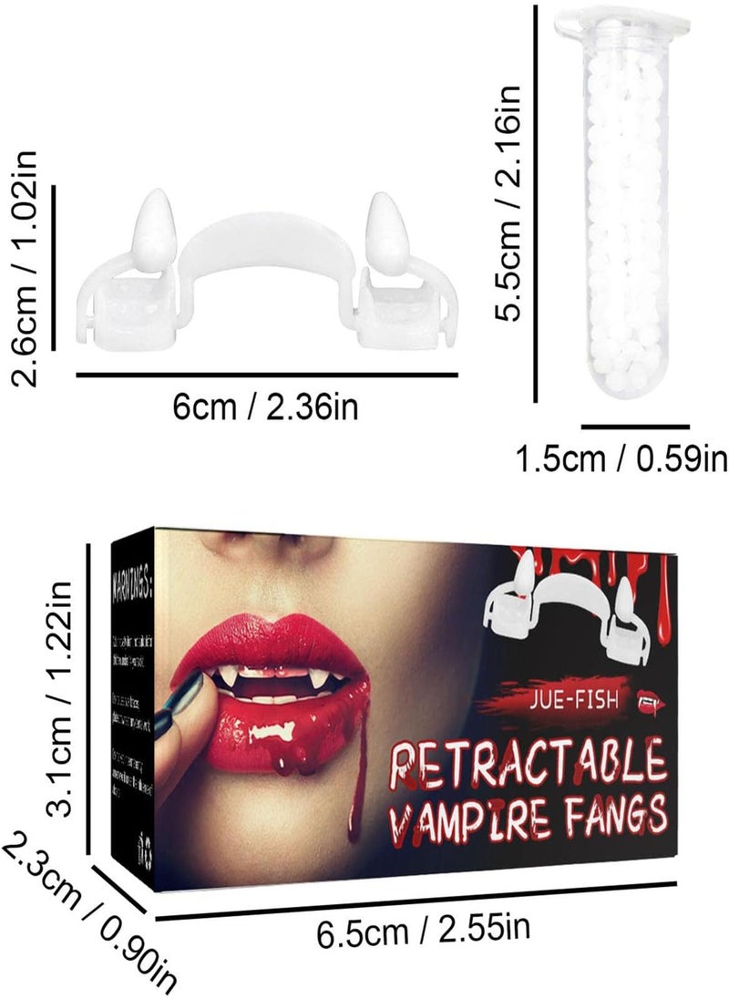 GGOOT - Halloween Retractable Vampire Fangs - Vampire Fake Teeth Braces Kit for Dentures Costume,Party Favors Masquerade Accessories Gift for Friends - Image 1