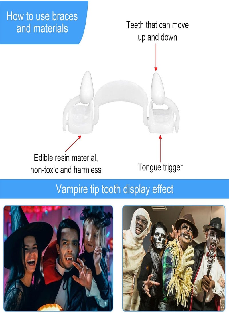 GGOOT - Halloween Retractable Vampire Fangs - Vampire Fake Teeth Braces Kit for Dentures Costume,Party Favors Masquerade Accessories Gift for Friends - Image 1