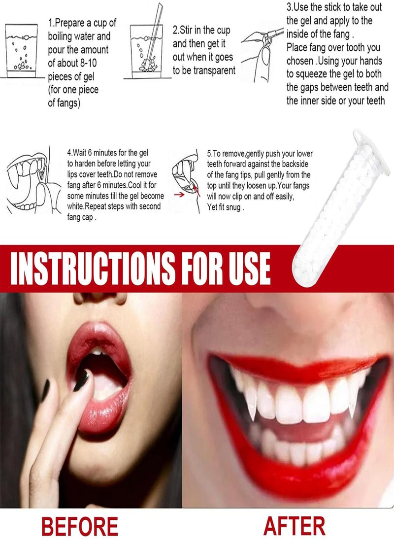 GGOOT - Halloween Retractable Vampire Fangs - Vampire Fake Teeth Braces Kit for Dentures Costume,Party Favors Masquerade Accessories Gift for Friends - Image 1