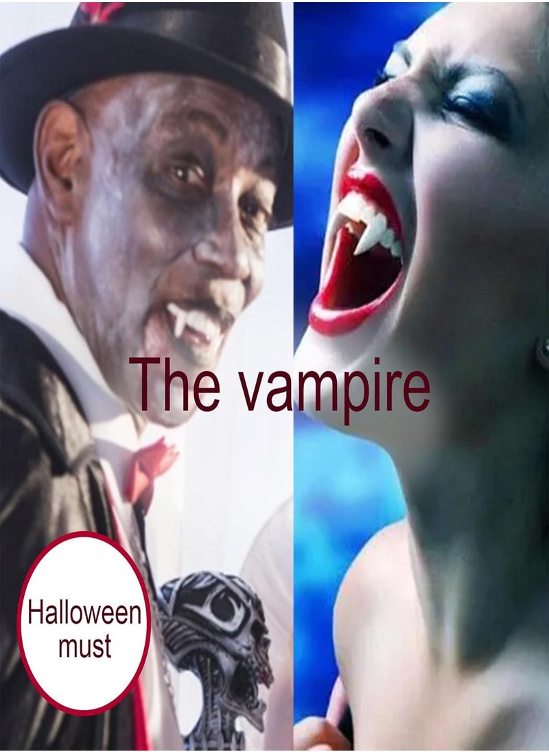 GGOOT - Halloween Retractable Vampire Fangs - Vampire Fake Teeth Braces Kit for Dentures Costume,Party Favors Masquerade Accessories Gift for Friends - Image 1