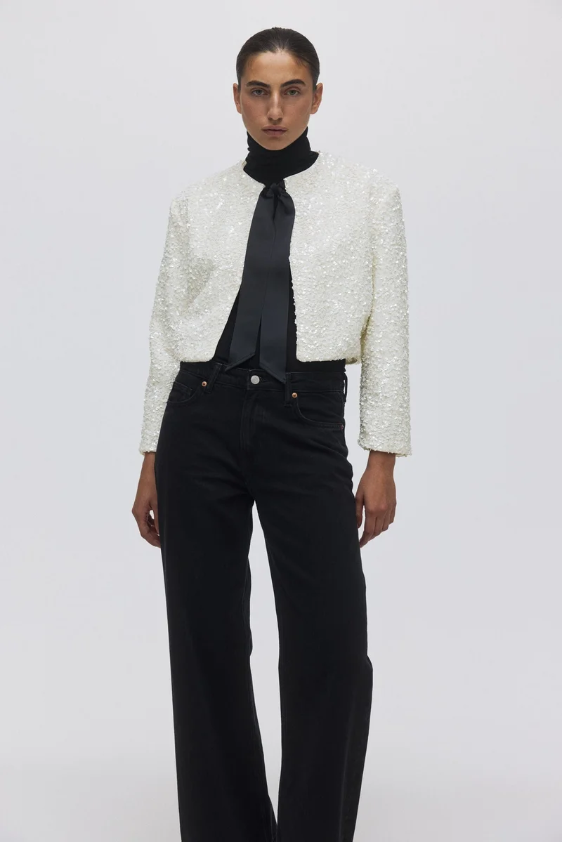 H&M Tie-detail sequined jacket