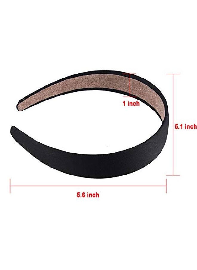 SIQUK 14 Pieces Satin Headbands 1 Inch Nonslip Ribbon Headband Black Hair Headbands Diy Satin Hard Headbands For Women Girls  - Image 3