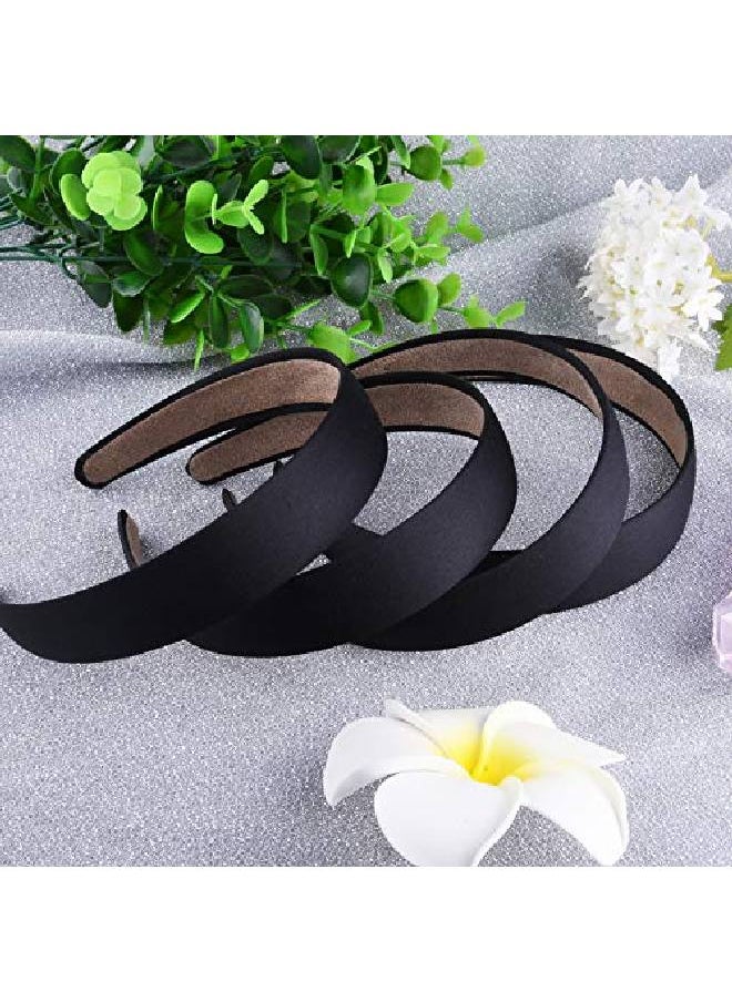 SIQUK 14 Pieces Satin Headbands 1 Inch Nonslip Ribbon Headband Black Hair Headbands Diy Satin Hard Headbands For Women Girls  - Image 5