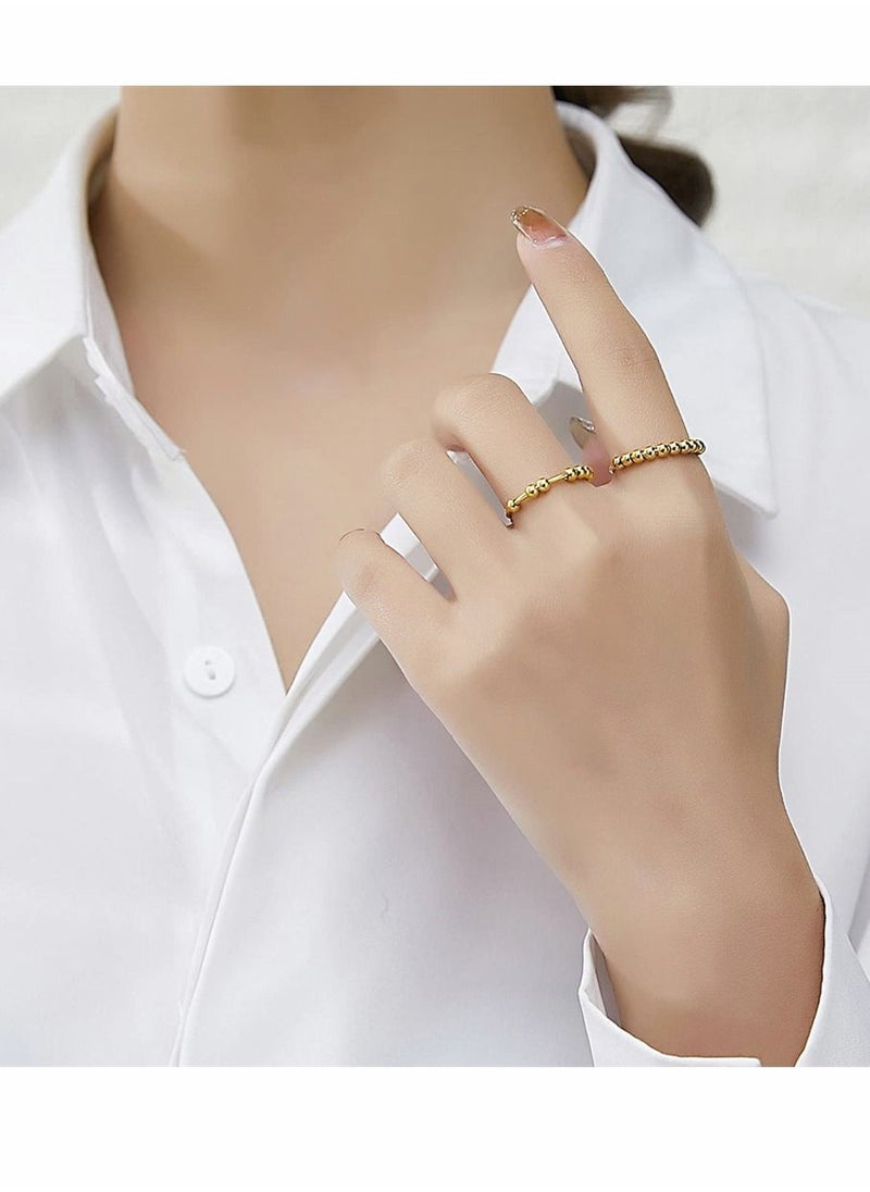SYOSI - Golden Anti Anxiety Ring for Women Men Dainty Calming Spinning Anxiety Bead Rings Kid Ladies Thumb Adjustable Trendy Aesthetic Rotating Fidget Ring Spinner - Image 1