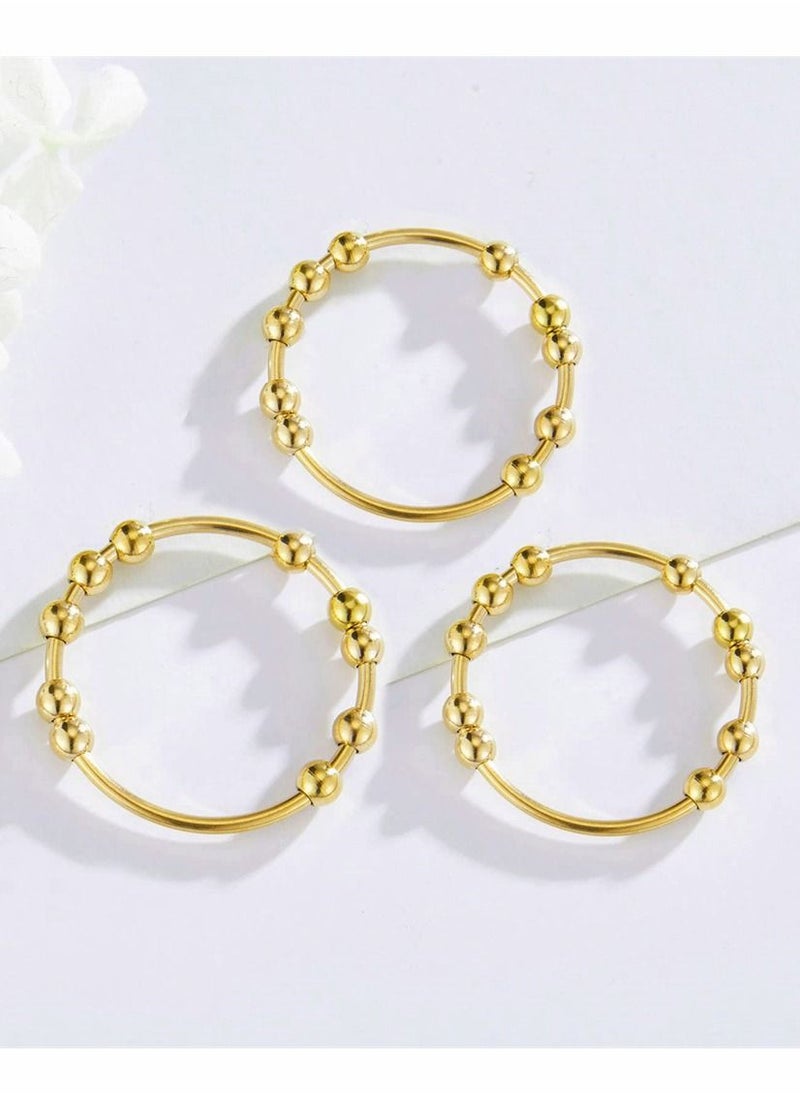 SYOSI - Golden Anti Anxiety Ring for Women Men Dainty Calming Spinning Anxiety Bead Rings Kid Ladies Thumb Adjustable Trendy Aesthetic Rotating Fidget Ring Spinner - Image 1