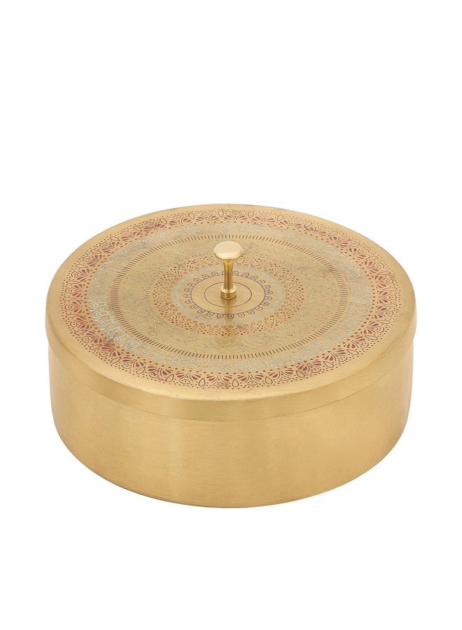 AKSHATA (10 Handcrafted Brass Masala Box for Kitchen with Spoon (7 Containers, 40 ML) - Brass Spice Box for Kitchen - Species Container 1 Set - Image 2