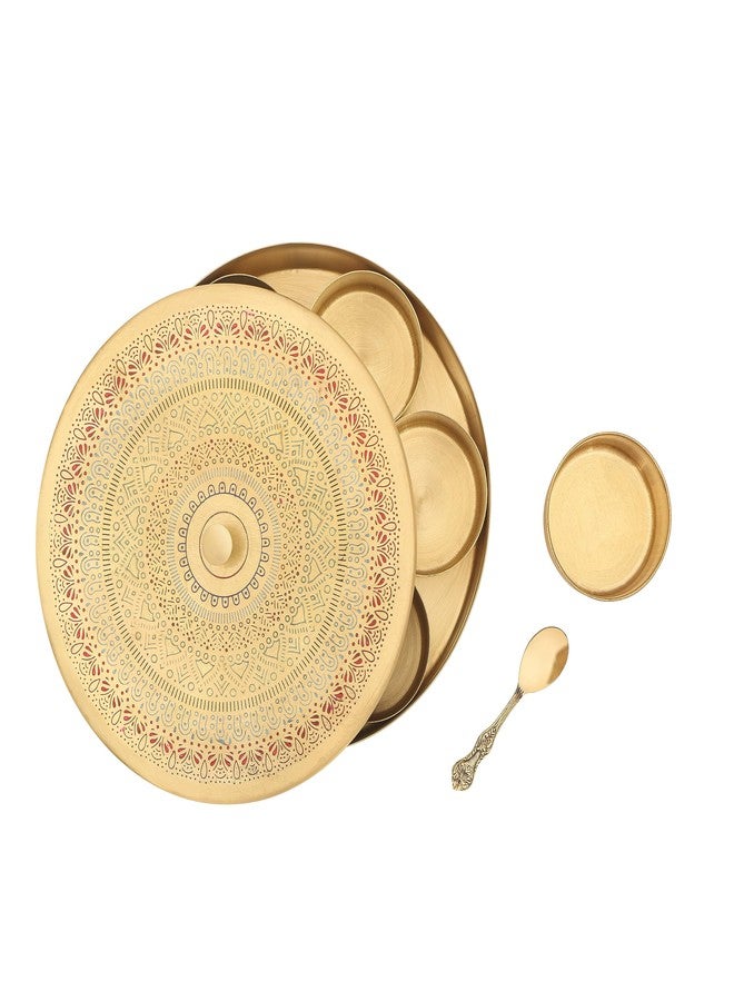 AKSHATA (10 Handcrafted Brass Masala Box for Kitchen with Spoon (7 Containers, 40 ML) - Brass Spice Box for Kitchen - Species Container 1 Set - Image 3