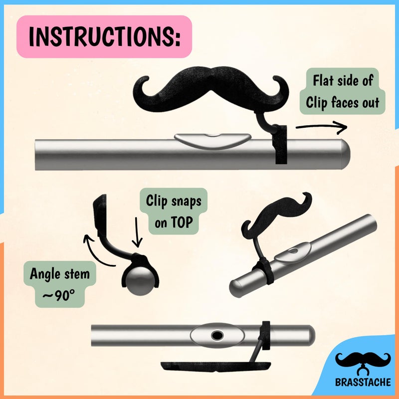 Brasstache Flute-stache - The Original Clip-on mustache for Flute by Brasstache - Image 2