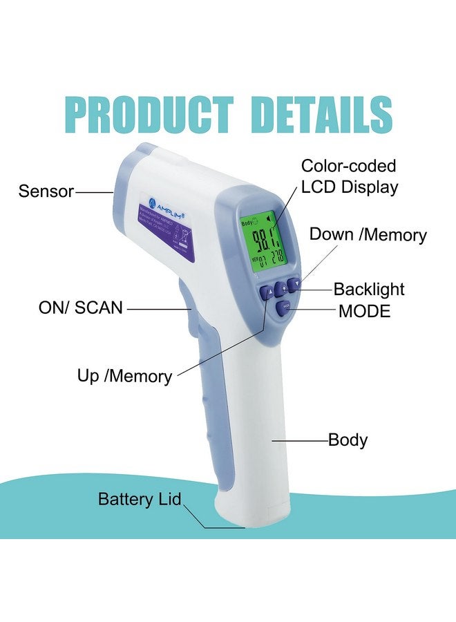 Amplim Digital Forehead Thermometer for Kids, Adults, and Babies - Touchless, Non-Contact Fever Thermometer with Temporal Head Function - No-Touch Thermometer for Accurate Temperature - FSA/HSA - Image 3