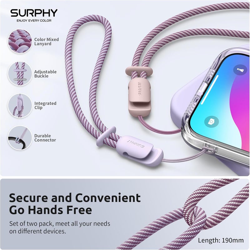 SURPHY 2 Pack Lanyard, Phone Strap, Adjustable with Two-Color Braided - Image 4
