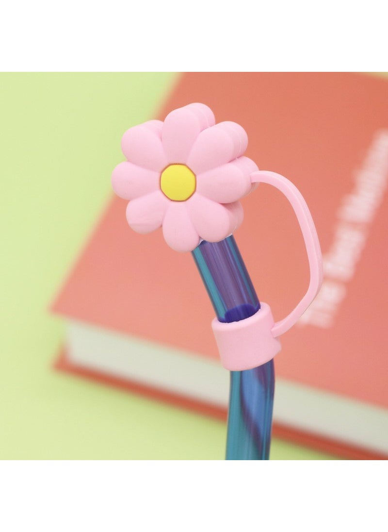 Generic 1 x 5 pcs Silicone Straw Cap Flower Cloud Cartoon for Stanley Cup Dustproof Cover 10mm pink yellow flowers