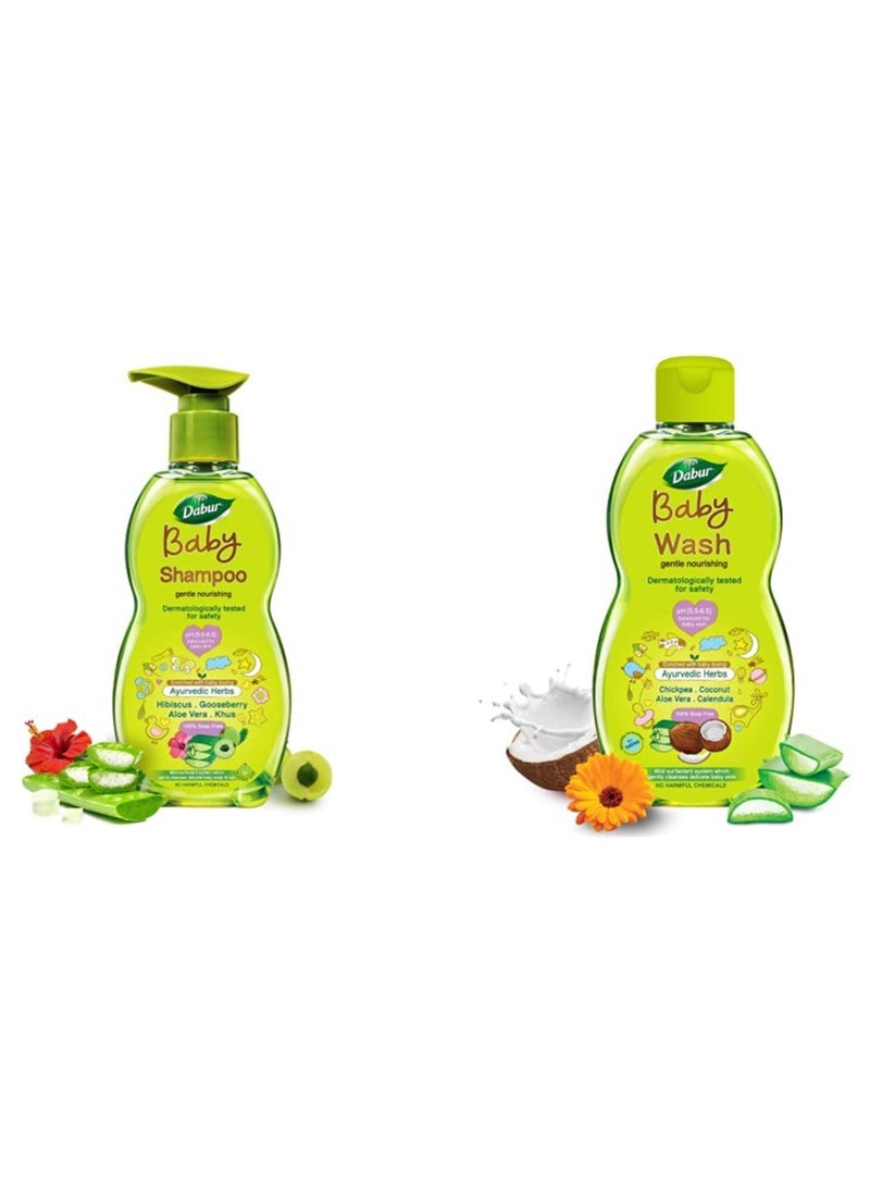 Dabur Dabur Baby Shampoo - 500ml + Dabur Baby Wash - 200ml Gentle Nourishing Baby Shampoo and Baby Wash Enriched With Baby Loving Ayurvedic herbs  - Image 1