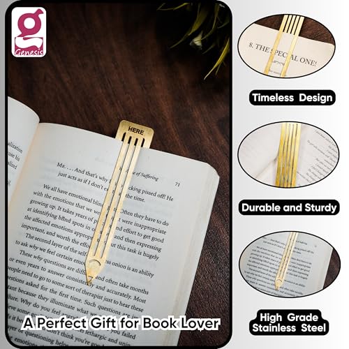 Genesis Arts Stainless Steel Bookmark Gifts | Metallic Pencil Design Bookmarks for BookReaders, Journals, Diaries, Novels Lovers | Birthday Gifting for Friends, Students, Teachers, Girlfriend - Image 2