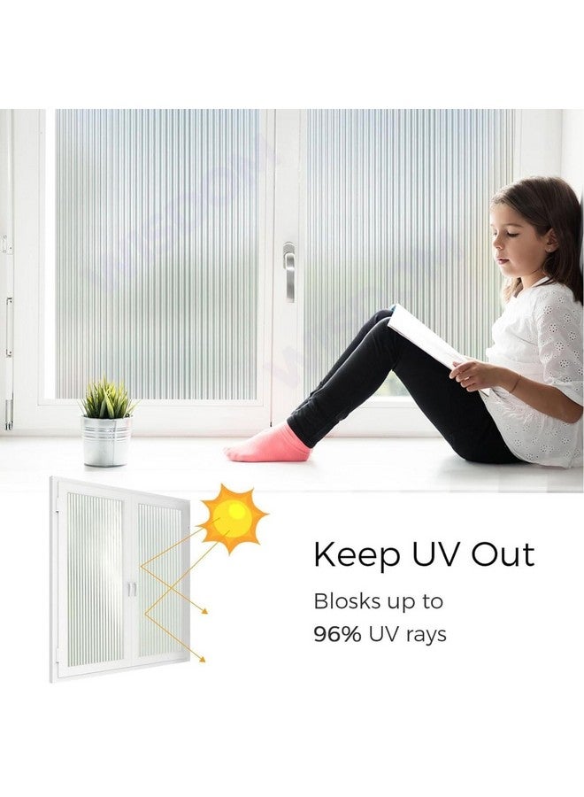 WISDOM Privacy Window Film Frosted Glass Film Glass Film No Glue Anti-UV Window Sticker Non Adhesive for Privacy Office Meeting Room Bathroom Living Room (Fluted Frosted, 24 x 118) - Image 2