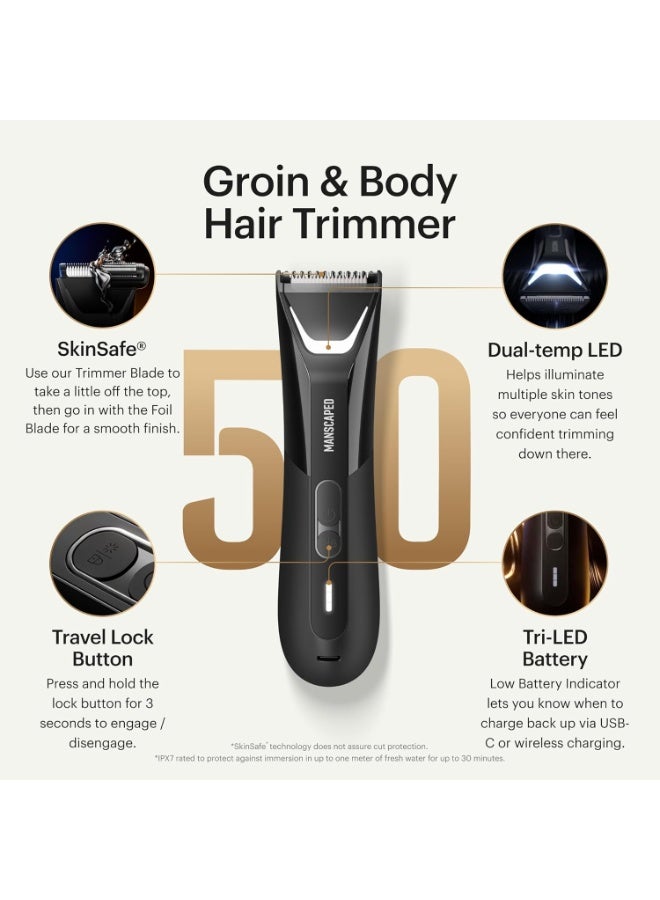 MANSCAPED® The Lawn Mower® 5.0 ULTRA Groin & Body Hair Trimmer – Dual-Head SkinSafe® Trimmer & Foil Blades, Waterproof Wet/Dry Groomer, USB-C Rechargeable with Travel Pouch, Men’s Ball Shaver - Image 4