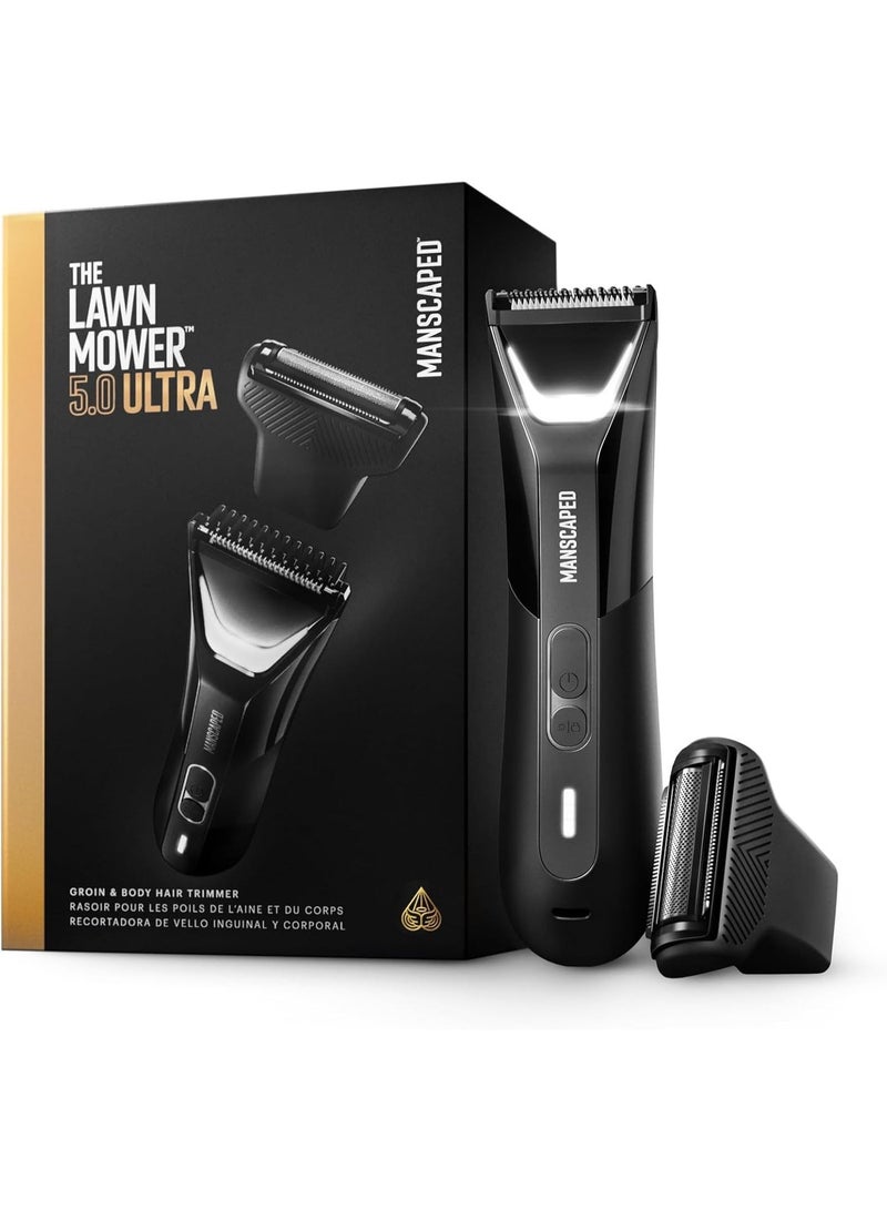 MANSCAPED® The Lawn Mower® 5.0 ULTRA Groin & Body Hair Trimmer – Dual-Head SkinSafe® Trimmer & Foil Blades, Waterproof Wet/Dry Groomer, USB-C Rechargeable with Travel Pouch, Men’s Ball Shaver - Image 1