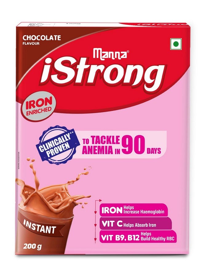 Manna iStrong, Clinically proven to fight Anemia, Nutrition Drink Iron Supplement for Women, Chocolate 200g, Powder - Image 1